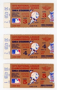 1973 NLCS Ticket Stubs Shea Stadium Game #3-4-5 METS vs REDS - Bild 1 von 2