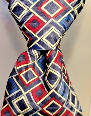 Corbata geométrica de diseñador de seda vintage Adolfo para hombre clásica formal años 90 Foto 1 de 4
