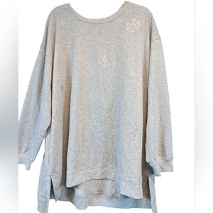 Lane Bryant grau Glitzer Schneeflocke Weihnachten Winter Sweatshirt neu ohne Etikett 22/24 - Bild 1 von 8