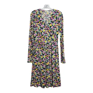 Boden US 8 UK 12 Midikleid Blumenmuster Langarm Jersey bunt - Bild 1 von 8