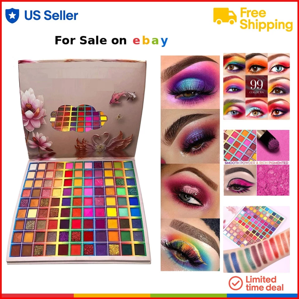 Eyeshadow Palette Colorful 99 Shades Matte Shimmer Glitter Rainbow Long Lasting - Image 1 of 4