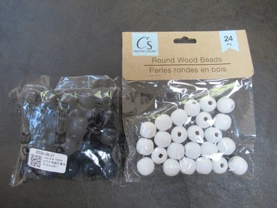 Wood Crafting Beads  16mm Set of 2 New Bags! 1-Navy Blue & 1-White - Image 1 of 4