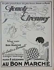 PUBLICITÉ DE PRESSE 1925 JOUETS ETRENNES AU BON MARCHÉ CONTES DE PERRAULT - Imagen 1 de 1