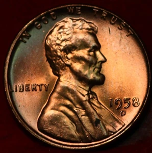 Uncirculated Red 1958-D Denver Mint Copper Lincoln Wheat Cent - Picture 1 of 2