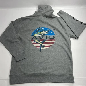 AVID Swordfish Flag Fishing Hook Gray Double-Sided Pullover Hoodie Men XXL - Picture 1 of 7