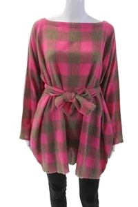 Daniela Gregis Women's Round Neck Long Sleeves Cashmere Plaid Tunic Size M - Picture 1 of 7