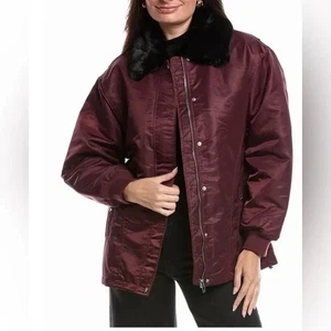 Blank NYC Size M Burgundy Faux Fur Collar Overachiever Jacket NEW! - Picture 1 of 10