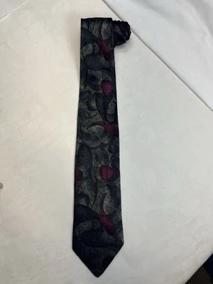 ENRICO COVERI 真丝领带意大利设计师几何黑色/粉色/银色 57 英寸 — 第 1/4 张图片