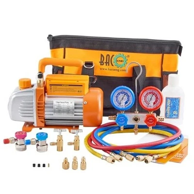  Juego de bomba de vacío y colector de CA de 3,6 CFM 1/4 HP PARA R134a R12 de 3 vías y 3,6 CFM Foto 1 de 4