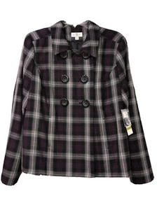 Studio works black Gray Wine plaid Blazer Women’s 14 NWT - Picture 1 of 5