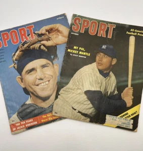 Sport Magazine Oct 1956 Mickey Mantle AND Oct 1955 Yogi Berra New York Yankees - Picture 1 of 9