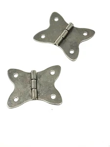 2 x Hinges Box 38x30mm Jewellery Wooden Box Butterfly Silver Colour C098 - Picture 1 of 3