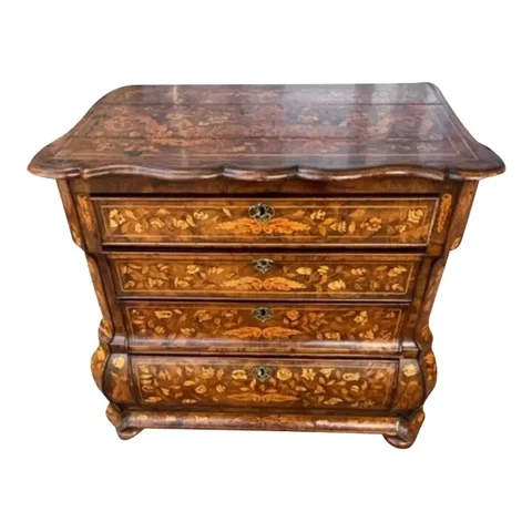18th Century Dutch Marquetry Bombe Chest of Drawers Cover