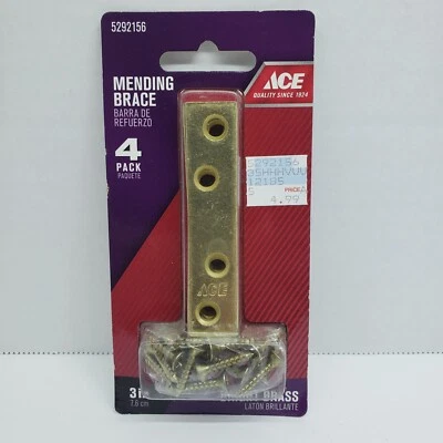 Paquete de 4 soportes de reparación ACE de latón brillante de 3" x 5/8" #5292156 Foto 1 de 2