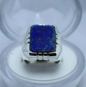 Natural Lapis Lazuli Ring 925 Sterling Silver Ring For Men New Year Gift Ring - Picture 1 of 7