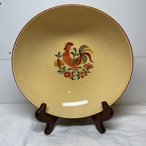 Vtg Taylor Smith Taylor REVEILLE Rooster Serving Bowl 9" Red Rim MCM - Picture 1 of 6