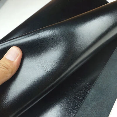 1.8-2mm Thick Black Oil Waxed Leather Pieces Cowhide Skin Sheets 12X12inch - Image 1 of 4