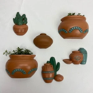 Southwestern Themed Wall Art PLAQUES Burwood Pots Cacti Desert Vintage Lot Of 6 - Picture 1 of 10