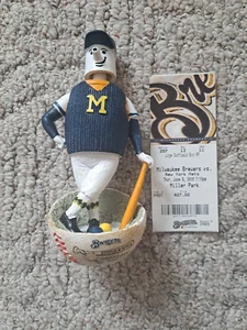 MILWAUKEE BREWERS 2016 BARRELMAN "STITCH N' PITCH BOBBLEHEAD W/GAME TICKET - Picture 1 of 7