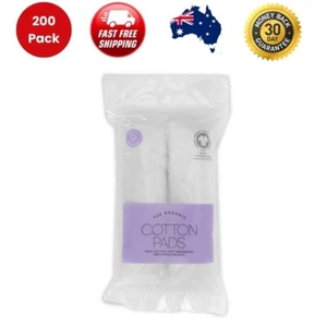 200 Pack Organic Cotton Pads Soft Makeup Remover Plain Cotton Pads White Organic - Picture 1 of 4