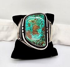 NATIVE AMERICAN NAVAJO KEE TSO SPENCER WIDE HEAVY TURQUOISE SILVER CUFF