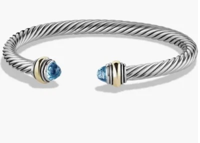 Brazalete David Yurman Cable Classics Topacio Azul Talla Mediana Foto 1 de 4