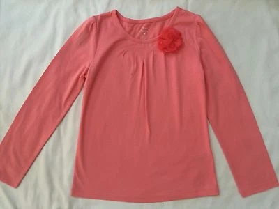 NWT Jillian's Closet Girls' Long Sleeve Tee With Flower Left Upper Side Size 7-8 - Image 1 of 3