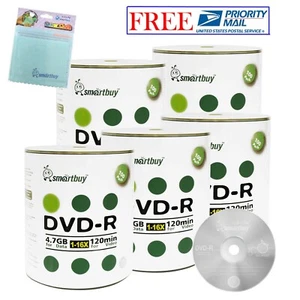 500 piezas Smartbuy 16X DVD-R 4,7 GB logotipo disco de grabación en blanco + tela de microfibra GRATUITA - Imagen 1 de 3