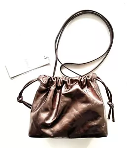 ARKET Mini LEATHER CROSSBODY POUCH Metallic Bronze BUCKET BAG Sold Out BNWT Cos - Picture 1 of 8
