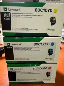 ORIGINAL SET 3 LEXMARK HI-YLD TONER Cyan, Magenta, Gelb CX510 NEU VERSIEGELT - Bild 1 von 3