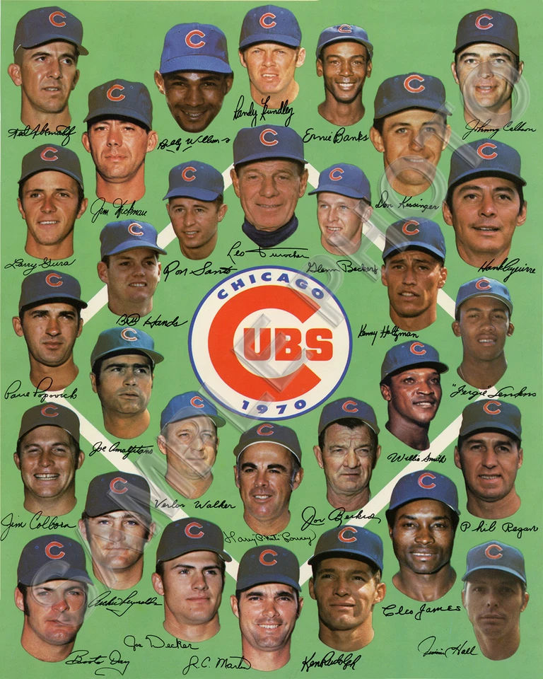 1970 CHICAGO CUBS BASEBALL HOF TEAM 8X10 PHOTO - Image 1 of 1