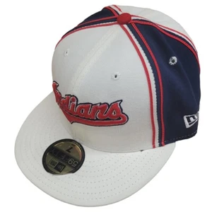 Cleveland Indians New Era 5950 Fitted Hat - White/Navy - Picture 1 of 1