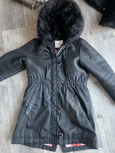 TED BAKER BLACK HOODED 3 IN 1 COAT AGE 9 INX FAUX FUR WAISTCOAT - Picture 1 of 6