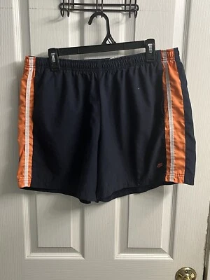 Shorts Nike Feminino Active Wear Azul Escuro Branco Neon Laranja Tamanho XL Bolsos - Imagem 1 de 4