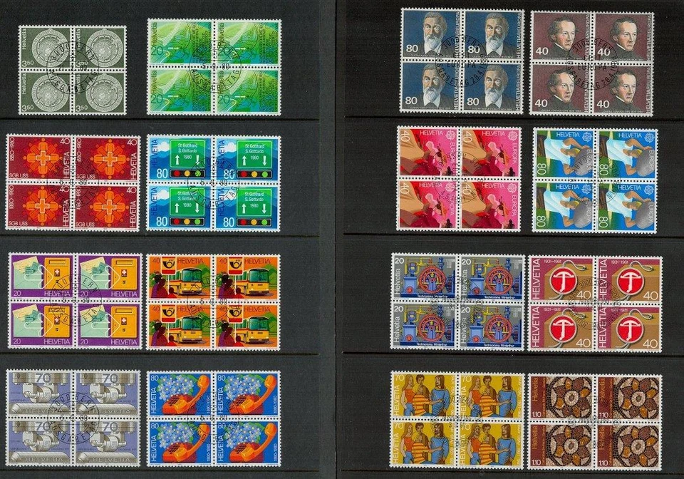 Switzerland 1980, 1981 Period. Blocks of CTO Stamps. Cat app £73 - Image 1 of 1