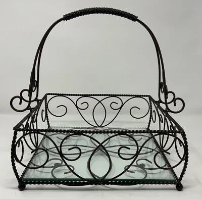 Southern Living at Home “Jamestown” Centerpiece Square Iron Glass Insert Tray - Image 1 of 4