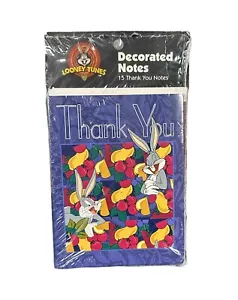 VTG Looney Tunes 1997 BUGS BUNNY 15 THANK YOU NOTES with coordinated envelopes! - Picture 1 of 2