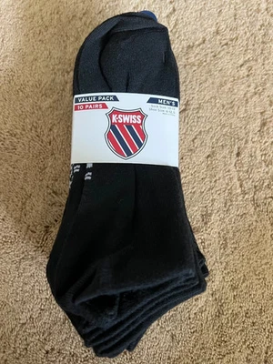 K-Swiss Men's 10 Pairs Athletic LOW-CUT  Y-heel Socks Large 6-12.5 NEW with TAGS - Image 1 of 2