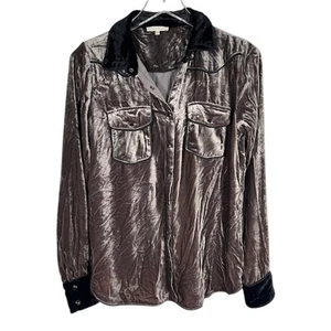 Gold Hawk Samt Druckknopf Western Hemd S Seide Langarm Taschen - Bild 1 von 9