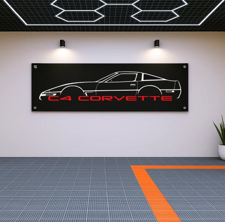 Bandera Corvette C4 71x24" - Decoración de pared de garaje o cueva para hombre para ventiladores Chevy Foto 1 de 1