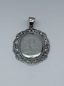Colgante Gota Vintage Plata Esterlina “P” Monograma Victoriano Ovalado 2” 6,4 gramos - Imagen 1 de 7