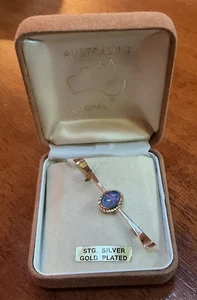 Vintage vergoldete Sterling Silber australischer Opal Pin mit Box - Bild 1 von 5