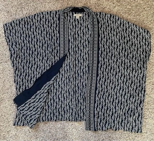 Ann Taylor Loft Patchwork Kimono Coverup Cardigan Navy Blue Womens Size XS/Small - Picture 1 of 6