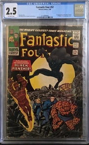 FANTASTIC FOUR #52 CGC 2.5 GD+ 1966 1ST APPEARANCE OF BLACK PANTHER MARVEL - Picture 1 of 2