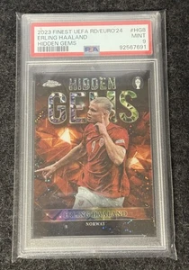 2023 Topps Finest Road to UEFA EURO 2024 Hidden Gems Erling Haaland PSA 9 - Picture 1 of 2