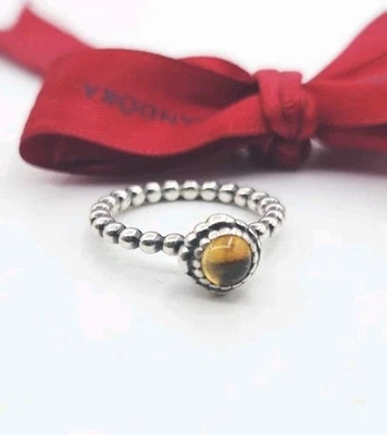 Anillo Pandora Noviembre Amarillo Citrino Cumpleaños Flor Piedra Natal 190854CIG Talla 50 Foto 1 de 4