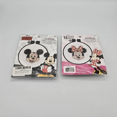 New Learn A Craft Disney Mickey Mouse Minnie Mouse Cross Stitch Kits Lot - Image 1 of 2