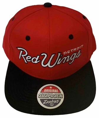 White Font Detroit Red Wings Auténtico Nuevo Script Snapback Gorra Zephyr NHL Foto 1 de 4