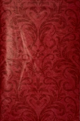 Happy Holiday Damask Flannel Backed Vinyl Tablecloth. Round Square Oblong - Image 1 of 4