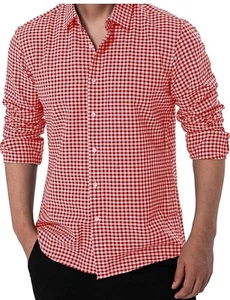 Men's Long Sleeve Regular Fit Classic Button Up Dress Shirt - Picture 1 of 2